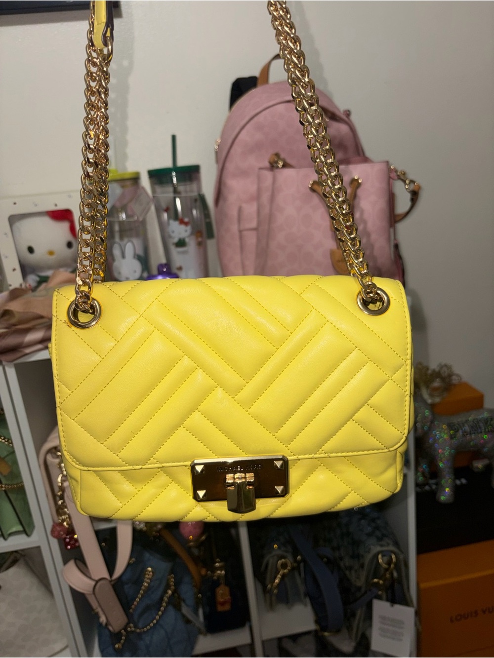 Michael Kors Bright Yellow Quilted Chain Shoulder Bag